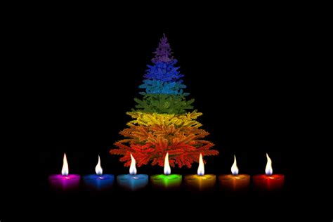 Colourful Christmas Tree And Candles By Gerd Altmann