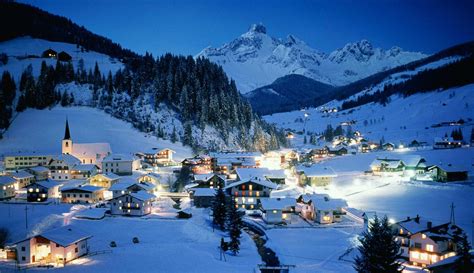 Night Lights Of The Ski Resort Of Ischgl Austria Wallpapers And Images