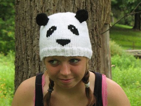 Knitted Panda Hat By Knittedforewe On Etsy Hats Knitted Panda