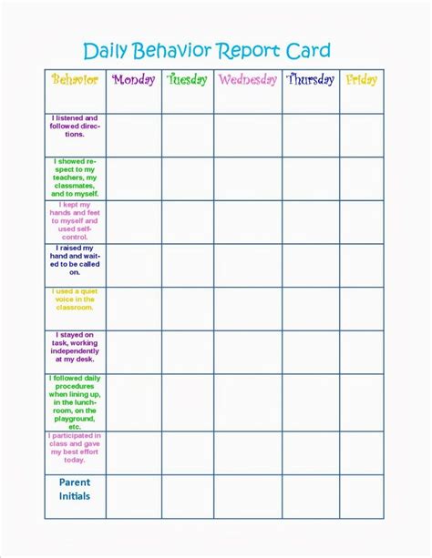 Behavior Sticker Chart School Behavior Chart Weekly Behavior Charts