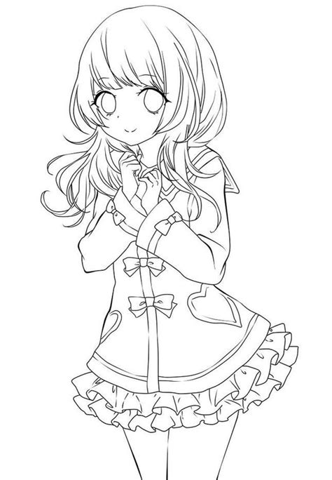 Cute Anime Girl Coloring Page Free Printable Coloring