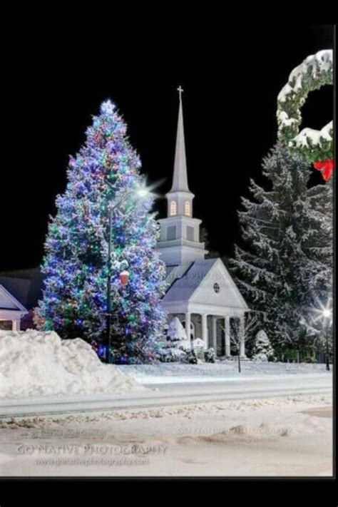 Snowy Christmas Night ~ Country Church Old Country Churches