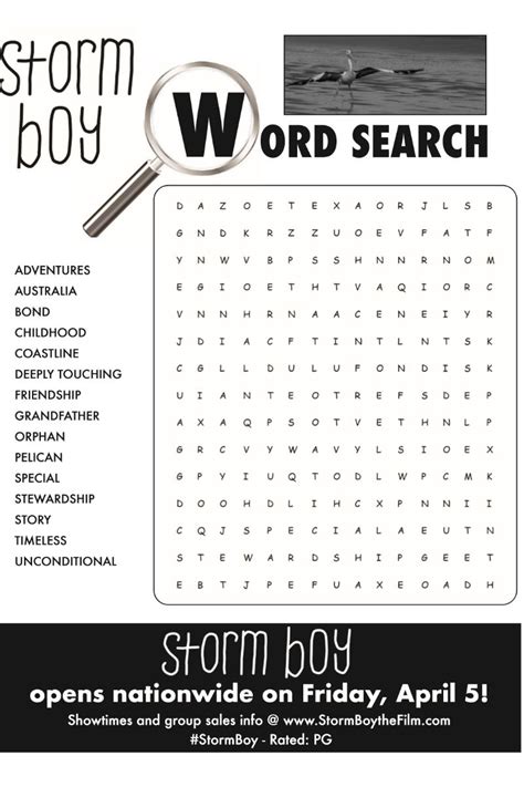 Free Printable Storm Boy Word Search Activity Page Movies For Boys