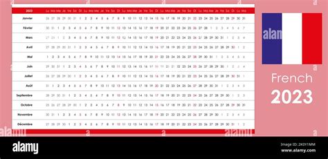 Linear Calendar 2023 Clear Design Horizontal Grid With Selected