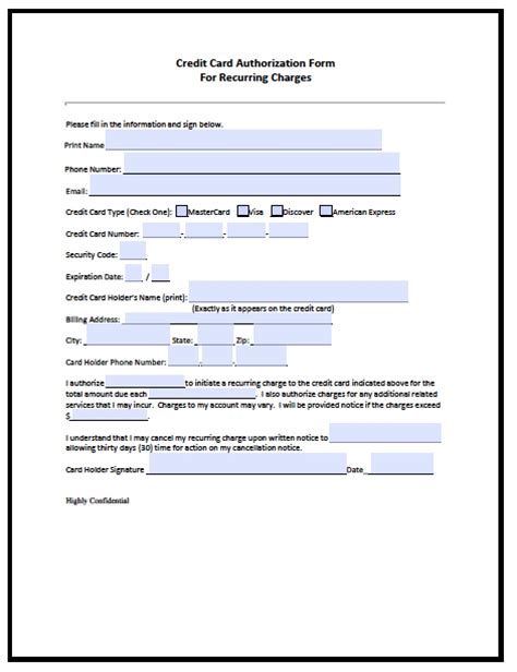 A secured credit card alternative: Download Recurring Credit Card Authorization Form | PDF ...