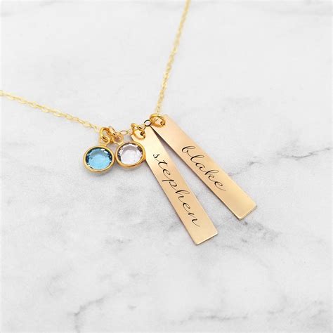 Personalized Mom Necklace Kids Name Necklace With Birthstones