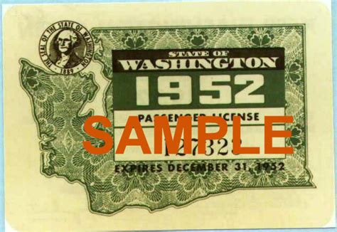 1952 Washington Registration Inspection Sticker 2000