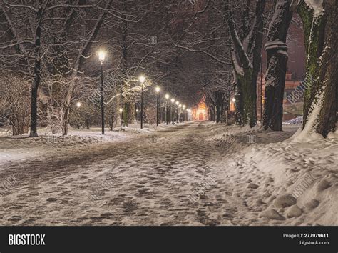 Snowy Path Sidewalk Image And Photo Free Trial Bigstock