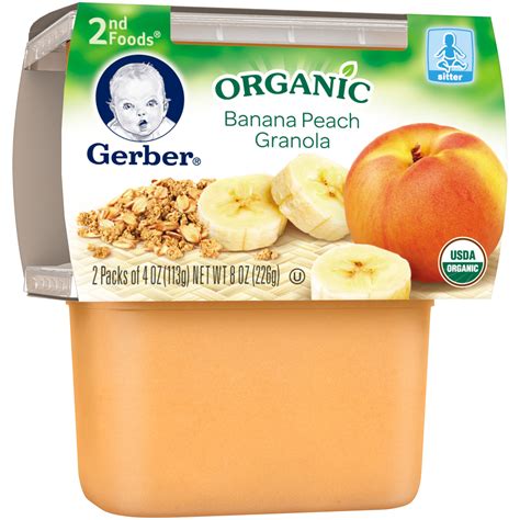 Gerber 2nd Foods Organic Banana Peach Granola Baby Food 2 4 Oz Packs