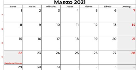Calendario De Marzo 2021 Calendarena