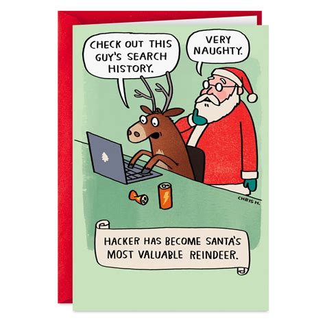 Hacker The Reindeer Naughty List Funny Christmas Card Greeting Cards Hallmark