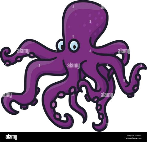 Octopus Cartoon Character Isolated Vector Illustration Fore World