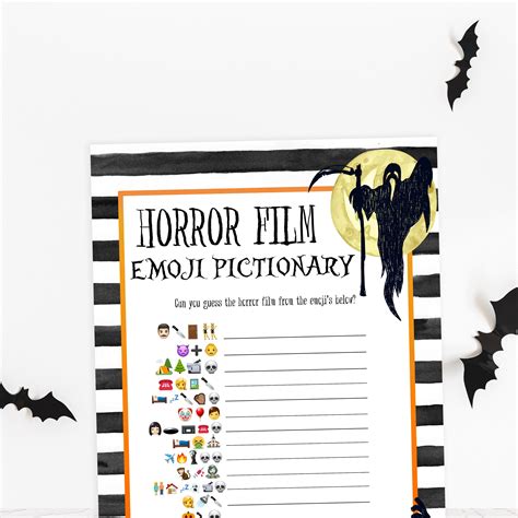 Halloween Party Game Horror Movie Emoji Pictionary Halloween Etsy Uk
