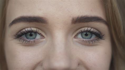Close Up Of A Beautiful Gray Eyes Of A Young Girl Stock Video Footage