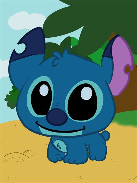 Chibi Stitch On The Beach By Leniproduction On Deviantart Lilo And