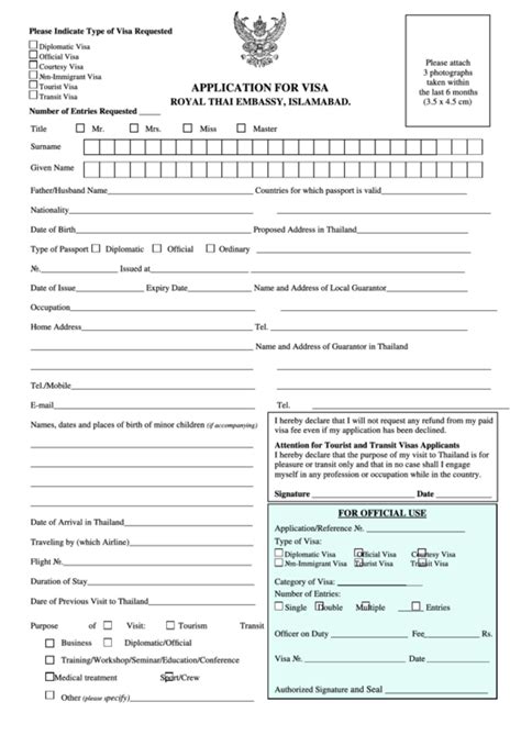 Thai Visa Form Printable Pdf Download