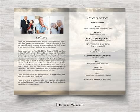 8 Page Mountain Top Funeral Program Template Funeral Templates