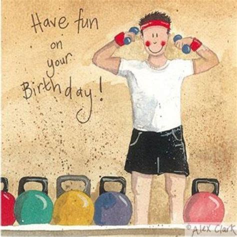 In The Gym Birthday Greeting Card By Alex Clark Amazon Co Uk Kitchen