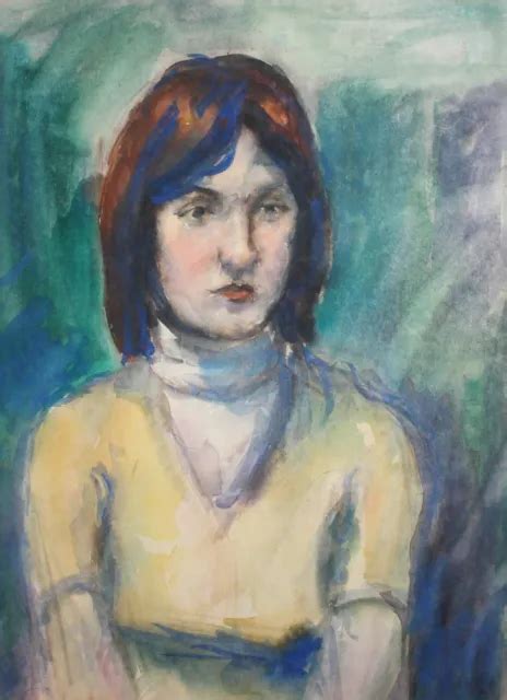Vintage Impressionist Girl Portrait Watercolor Painting Picclick