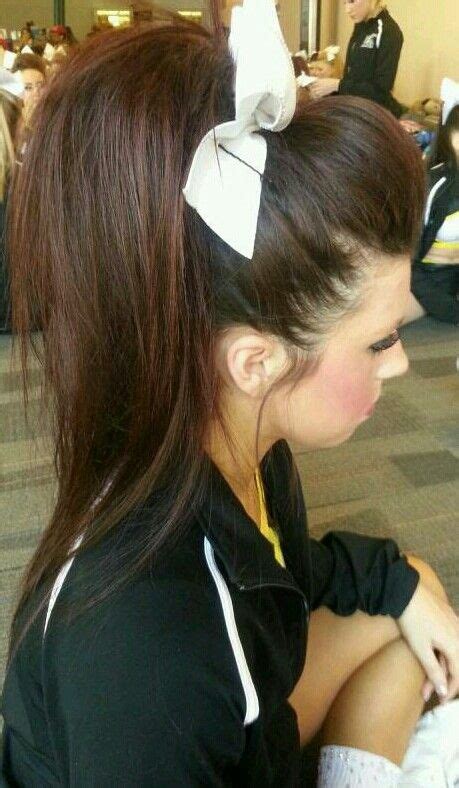 High Pony Tail Teased Pony Tail Cheer Hair Cheerleading Hairstyles
