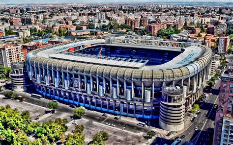 Real madrid club de fútbol, commonly referred to as real madrid, is a spanish professional football club based in madrid. Download wallpapers 4k, Santiago Bernabeu, aerial view ...