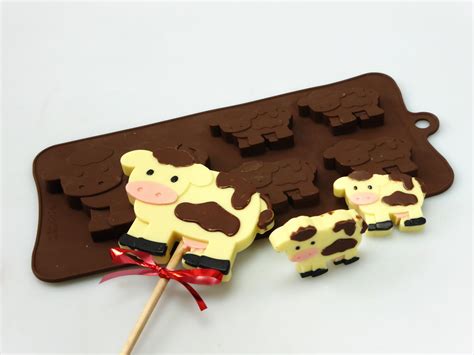 41 Cow Lolly Chocolate Candy Bar Silicone Baking Mould Farm Animal