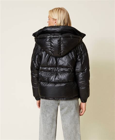Ultra Light Puffer Jacket With Hood Woman Black Twinset Milano