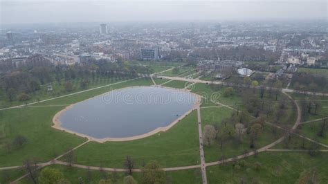 Aerial View Of London Hyde Park Uk United Kingdom Drone Top View Stock
