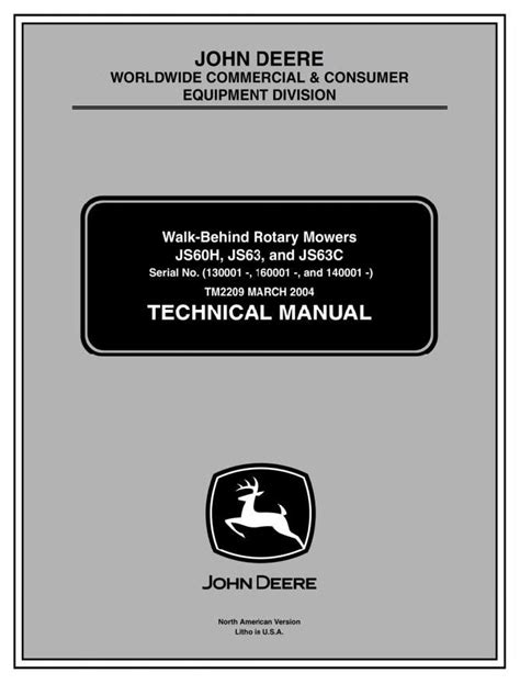 John Deere Walk Behind Rotary Mowers JS JS C S H Technical Manual TM