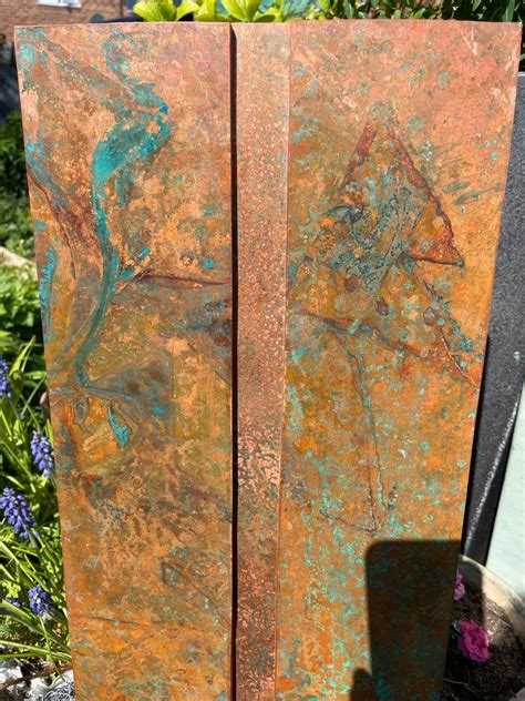Modern Copper Patina Wall Art Weathered Pure Copper Minimalist Feature