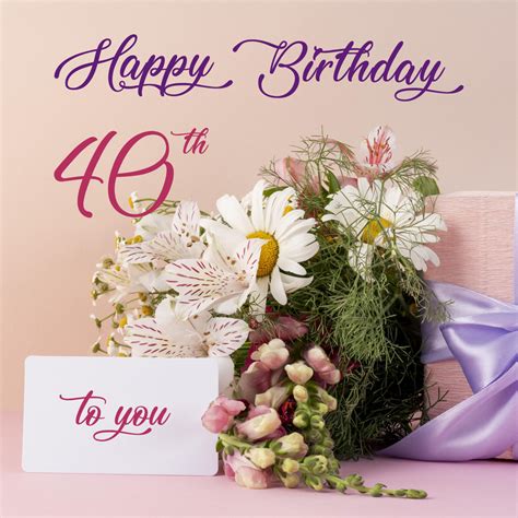 Free 40th Years Happy Birthday Image With Flowers