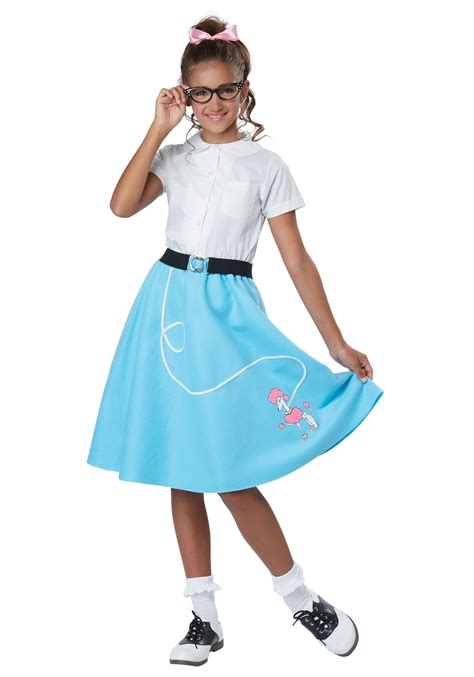 Blue 50s Poodle Skirt For Girls Costume