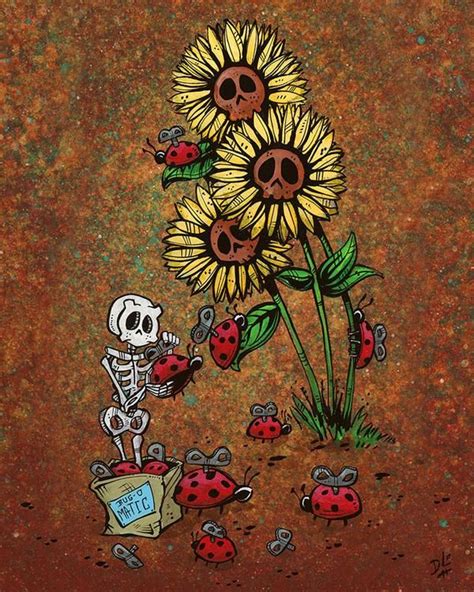 A Skeleton Winds Up Ladybugs And Lets Them Loose In A Field Of Skull