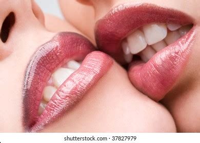 Beautiful Female Lovers Kissing Closeup Stock Photo 36189604 Shutterstock