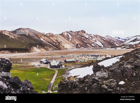 Landmannalaugar Iceland Camping In Mountains Stock Photo Alamy