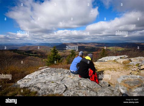 Couple On Bald Knob Canaan Valley State Park West Virginia Stock