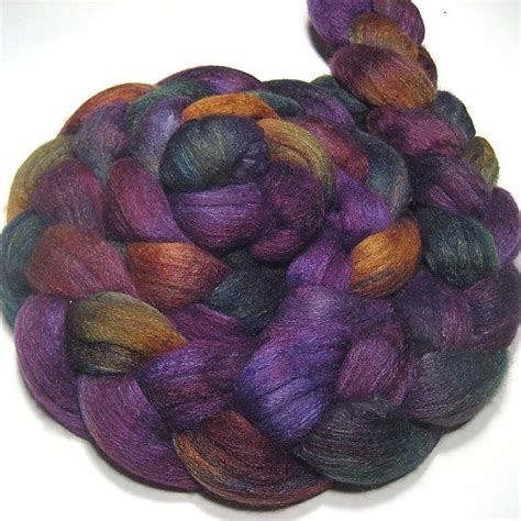 Merino And Tussah Silk Roving Hand Dyed 43 Oz Blooming Meadow Etsy
