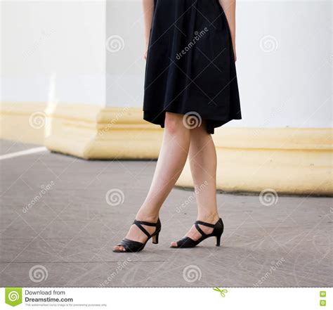 Legs Of Girl Staying Near Old Columns Stock Image Image Of Dress