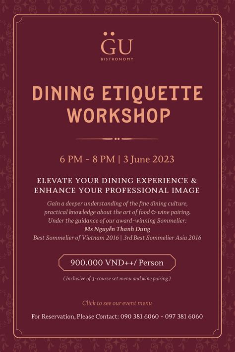 Dining Etiquette Workshop Gu Bistronomy