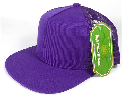 Wholesale Mesh Trucker 5 Panel Plain Snapback Hats Purple