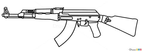 How To Draw Ak 47 Guns And Pistols