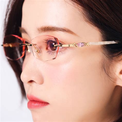 Cut Edge Glasses Womens Round Face White Frameless Glasses With Myopia Glasses Womens Ultra