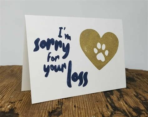 Pet Loss Card Im Sorry For Your Loss Paw Print Etsy