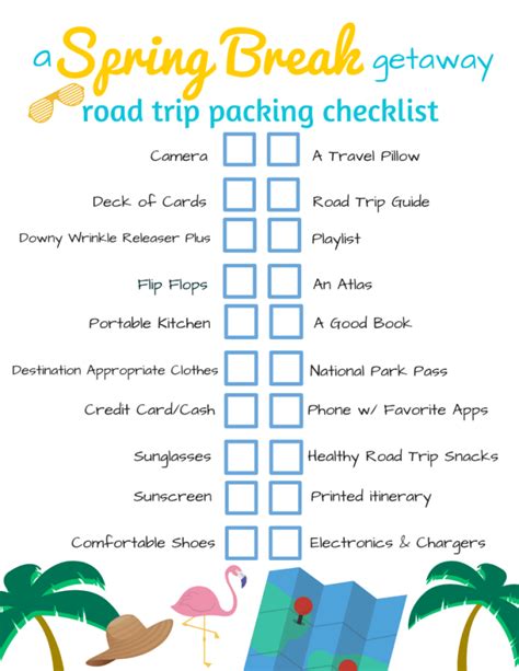 A Spring Break Getaway Road Trip Packing Checklist With Printable