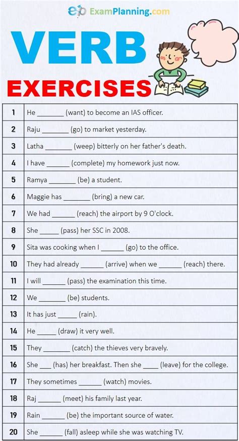 Verbs Exercises With Answers Worksheet English Grammar Exercises