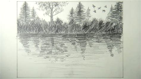 I show you this drawing of a landscape with pencil. How to draw a quick lake view landscape using Scratch ...