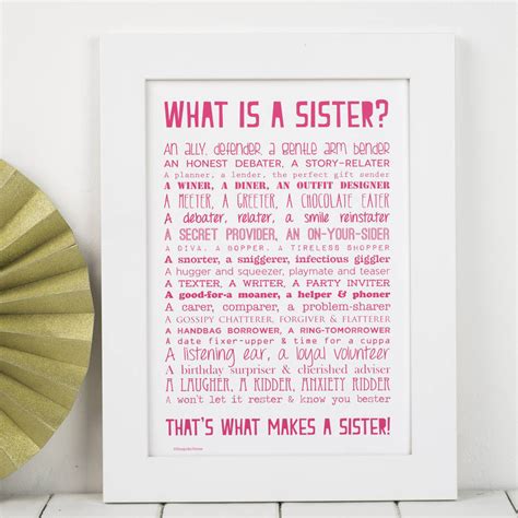 Personalised Sister Print With Sister Poem By Bespoke