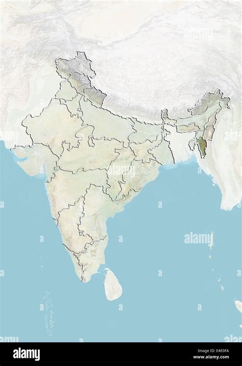 India And The State Of Mizoram Relief Map Stock Photo Alamy