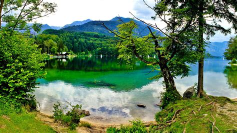 Fonds Decran 1366x768 Lac Slovénie Bohinj Nature Télécharger Photo