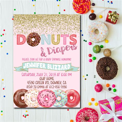 Donut And Diapers Baby Shower Invitation Donut And Diapers Etsy